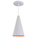 Ver imagem 1 de Pendente Cone Luminária Lustre Alumínio Branco Brilhante com Laranja - Rei Da Iluminação