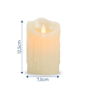 Vela de Led Cintilante Parafina Escorrida 12,5cm Chama Viva