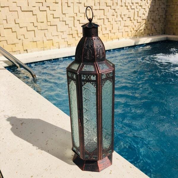 Lanterna Marroquina Decorativa Design Octagonal 51x15cm