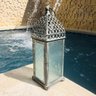 Lanterna Marroquina Decorativa Metal Cinza 42x13cm - 1
