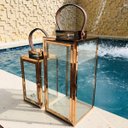 Ver imagem 5 de Conj. 2 Castiçal Decorativo Liso Cor Rosê com Alça de Couro