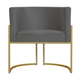 Kit 6 Poltronas Decorativa Sala de Estar Luana Base Gold Suede Cinza - Montanaris Decor Md Montanari - 2