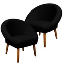 Ver imagem 1 de Kit 2 Poltronas Macia para Sala de Estar Tecido Veludo Elegante Pés de Madeira Resistente