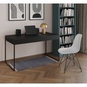 Ver imagem 1 de Escrivaninha Industrial Escritório Malta Preta 137x53cm com 1 Cadeira Eames Eiffel Branca Base Ferro