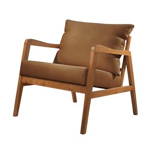 Poltrona Bia Luxo Madeira Maciça Castellar Móbile Corino Caramelo