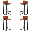 Ver imagem 1 de Kit4 Banquetas Alta Dani Reforçada Decorativa Balcão Bancada Cozinha Bar Base Preta Courino Caramelo