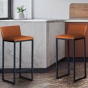 Ver imagem 3 de Kit4 Banquetas Alta Dani Reforçada Decorativa Balcão Bancada Cozinha Bar Base Preta Courino Caramelo