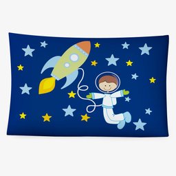 Kit 2 Fronhas 70cm X 50cm Par Capas para Travesseiro Envelope 180 Fios Coloridas Astronauta - 1