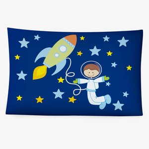 Kit 2 Fronhas 70cm X 50cm Par Capas para Travesseiro Envelope 180 Fios Coloridas Astronauta