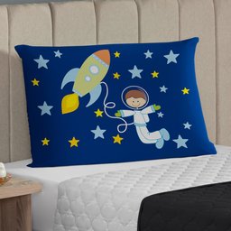Kit 2 Fronhas 70cm X 50cm Par Capas para Travesseiro Envelope 180 Fios Coloridas Astronauta - 2