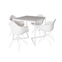 Ver imagem 5 de Mesa Jantar Industrial Quadrada Branca 90Cm Base V Com 4 Poltronas Brancas Ferro Branco Cor: Branco