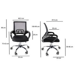Kit 5 Cadeiras de Escritório Begonia Tela Mesh Ergonômica - Preto - 4