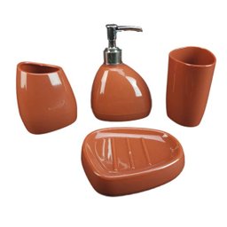 kit saboneteira 3 peças Banheiro lavatório Escova Saboneteira Liquido - Marrom - 1