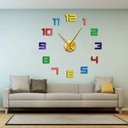 Ver imagem 2 de Super Relógio de Parede 50cm Preto 3d Adesivo Decorativo Luxo Quartz - Colorido