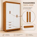 Ver imagem 4 de Guarda Roupa Infantil Zaki 100% MDF 4 Portas| Branco/Fosco/Savana