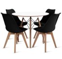 Ver imagem 1 de Conjunto Eames 90cm Branco com 4 Cadeiras Saarinen Pretas para Sala de Jantar