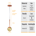 Ver imagem 5 de Pendente Globo Esfera de Vidro 12cm - Bronze - Vidro Âmbar