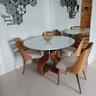 Jogo de Mesa de Jantar Bruxelas Redonda 120cm e 4 Cadeiras Couvin Freijó - Freijó e Branca - 2