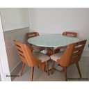 Ver imagem 5 de Jogo de Mesa de Jantar Bruxelas Redonda 120cm e 4 Cadeiras Couvin Freijó - Freijó e Branca