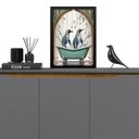 Ver imagem 1 de Quadro para Decoração de Banheiros - Pinguins 45x34cm:moldura Preta