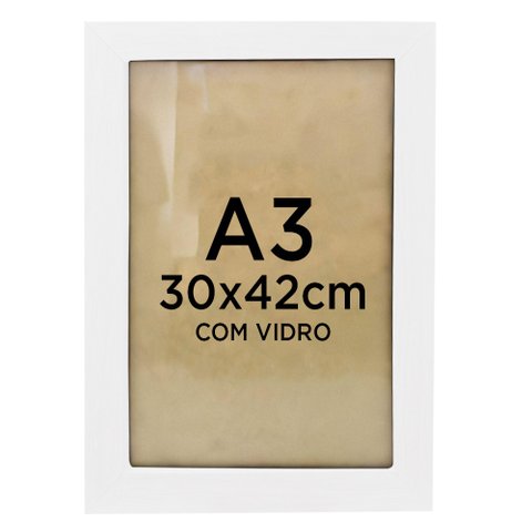 Moldura Quadro A3 30x42 Diploma Certificado Foto com Vidro - Várias Cores