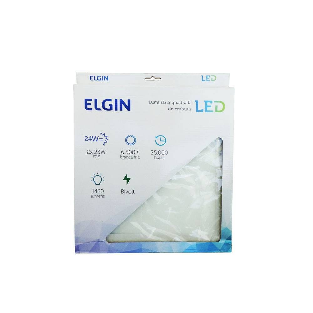 Luminária Led Quadrada Para Embutir 24w 6500k Bivolt Elgin - 2