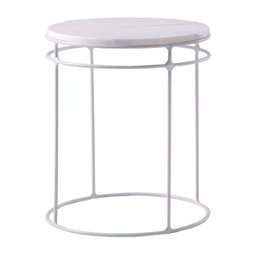 Mesa de Apoio Five 60cm Aço Branco/Mármore Branco Rajado - Gran Belo - 1