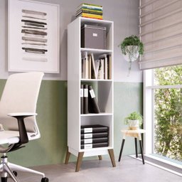 Estante Livreiro com Pés de Madeira GenialFlex - Branco - 1