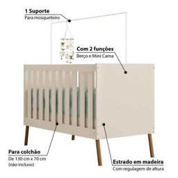 Berço Mini Cama Retrô Bibi com Pés Palito - Off White - 3