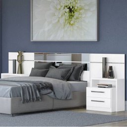 Cabeceira Casal/queen com Espelho e 2 Mesas de Cabeceira Kappesberg - Branco - 1