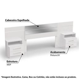 Cabeceira Casal/queen com Espelho e 2 Mesas de Cabeceira Kappesberg - Branco - 2