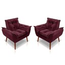 Ver imagem 1 de Kit 02 Poltrona Opala Decorativa Suede Bordô