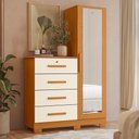 Ver imagem 2 de Cômoda Roupeiro Pávia A04 4 Gavetas MDF-MDP com Espelho Cinamomo Off White Lyam Decor