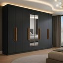 Ver imagem 1 de Guarda-Roupa Casal com Espelho 8 Portas 4 Gavetas Paris Preto