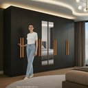 Ver imagem 4 de Guarda-Roupa Casal com Espelho 8 Portas 4 Gavetas Paris Preto