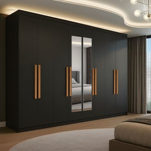 Guarda-roupa Casal com Espelho 8 Portas 4 Gavetas Paris 