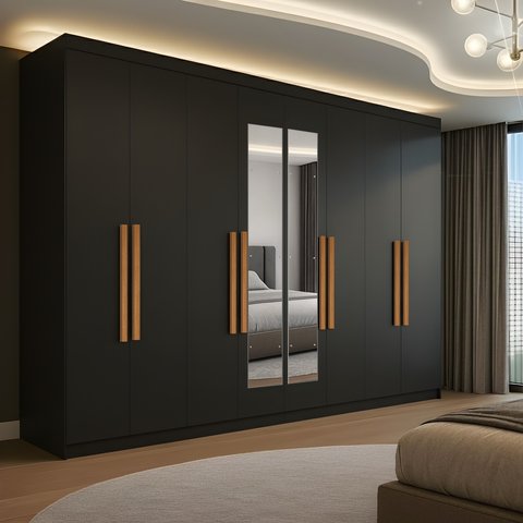 Guarda-roupa Casal com Espelho 8 Portas 4 Gavetas Paris 