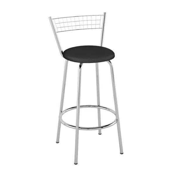 Banqueta Bistrô Industrial Alta 85cm – Estofada Preta