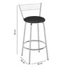 Banqueta Alta com Assento Redondo Vinil 85cm - Aço Cromado/Preto - 4