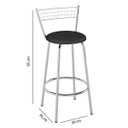 Ver imagem 4 de Banqueta Alta com Assento Redondo Vinil 85cm - Aço Cromado/Preto