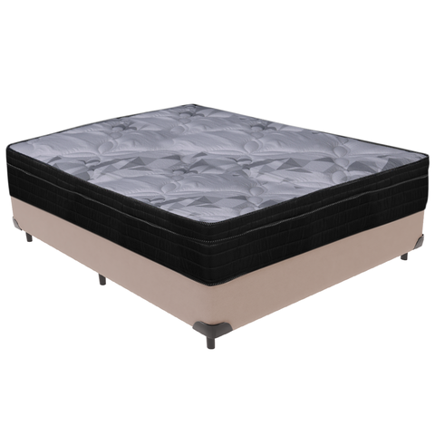 Cama Box e Colchão Airtech Pampa Molas Ensacadas Casal Ortobom: Bege