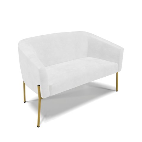 Sofá Namoradeira 2 Lugares Pé de Ferro Dourado Stella Corano D03 - D'Rossi Branco