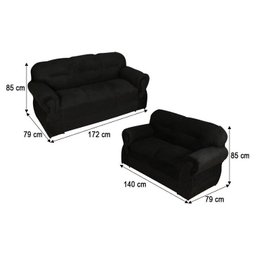 Sofá 2 e 3 Lugares Preto 601 Viena - 9