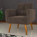 Ver imagem 4 de Conjunto de Poltrona e Puff Decorativos Miller Veludo Marrom