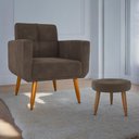 Ver imagem 1 de Conjunto de Poltrona e Puff Decorativos Miller Veludo Marrom