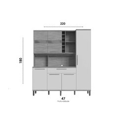 Kit de Cozinha Compacta Touriga C/ 6 Portas e 1 Gaveta 220cm Amendoa/off White - Ronipa - 2