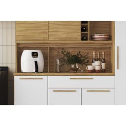 Kit de Cozinha Compacta Touriga C/ 6 Portas e 1 Gaveta 220cm Amendoa/off White - Ronipa - 3
