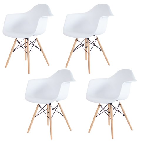 Kit 4 Poltronas Decorativas Charles Eames Eiffel 132pp Cor:branco