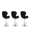Ver imagem 1 de Kit com 3 Banquetas Slim Giratórias Altas Estofadas em Pu Preto com Base Cromada e Regulagem de Altu