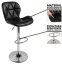 Ver imagem 6 de Kit com 3 Banquetas Slim Giratórias Altas Estofadas em PU Preto com Base Cromada e Regulagem de Altu
